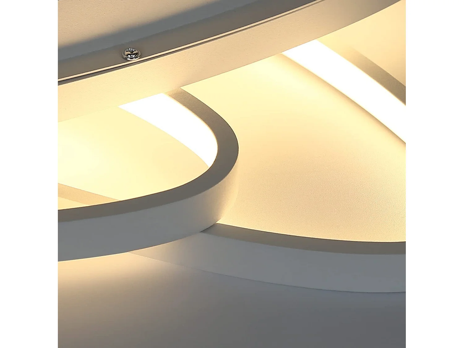 NETTLIFE Lámpara de Techo LED  - Lámpara de  76 W 2 Anillos Regulable con Control Remoto Lámpara de Diseño Moderno Lámpara de para Dormitorio Blanco