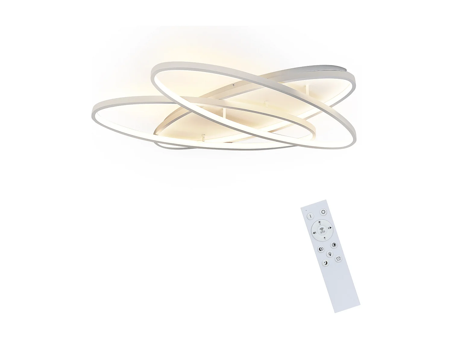 NETTLIFE Lámpara de Techo LED  - Lámpara de  76 W 2 Anillos Regulable con Control Remoto Lámpara de Diseño Moderno Lámpara de para Dormitorio Blanco