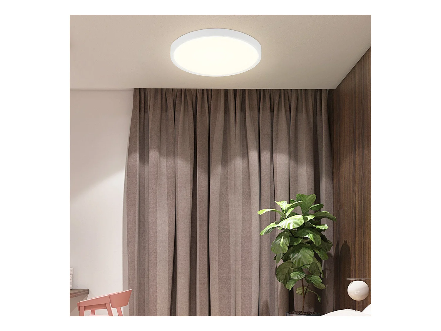 NETTLIFE Plafonnier LED Dimmable - 30x30 cm Lampe ronde plate IP44 Plafonnier étanche 20 W avec télécommande pour Salon Chambre Salle de bain