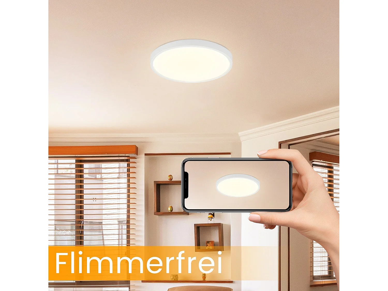 NETTLIFE Plafonnier LED Dimmable - 30x30 cm Lampe ronde plate IP44 Plafonnier étanche 20 W avec télécommande pour Salon Chambre Salle de bain