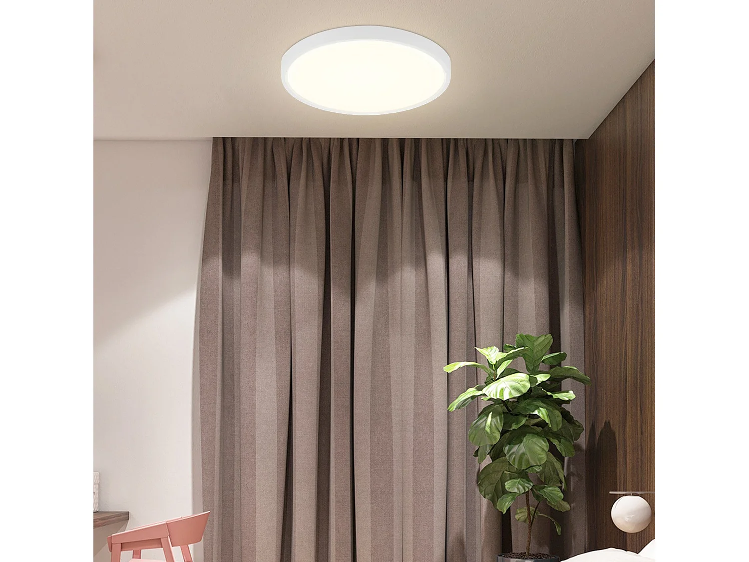 NETTLIFE Lámpara techo LED ajustable, Redonda plana 30x30 cm, IP44, Impermeable 20W, Control remoto, Sala, Dormitorio, Baño