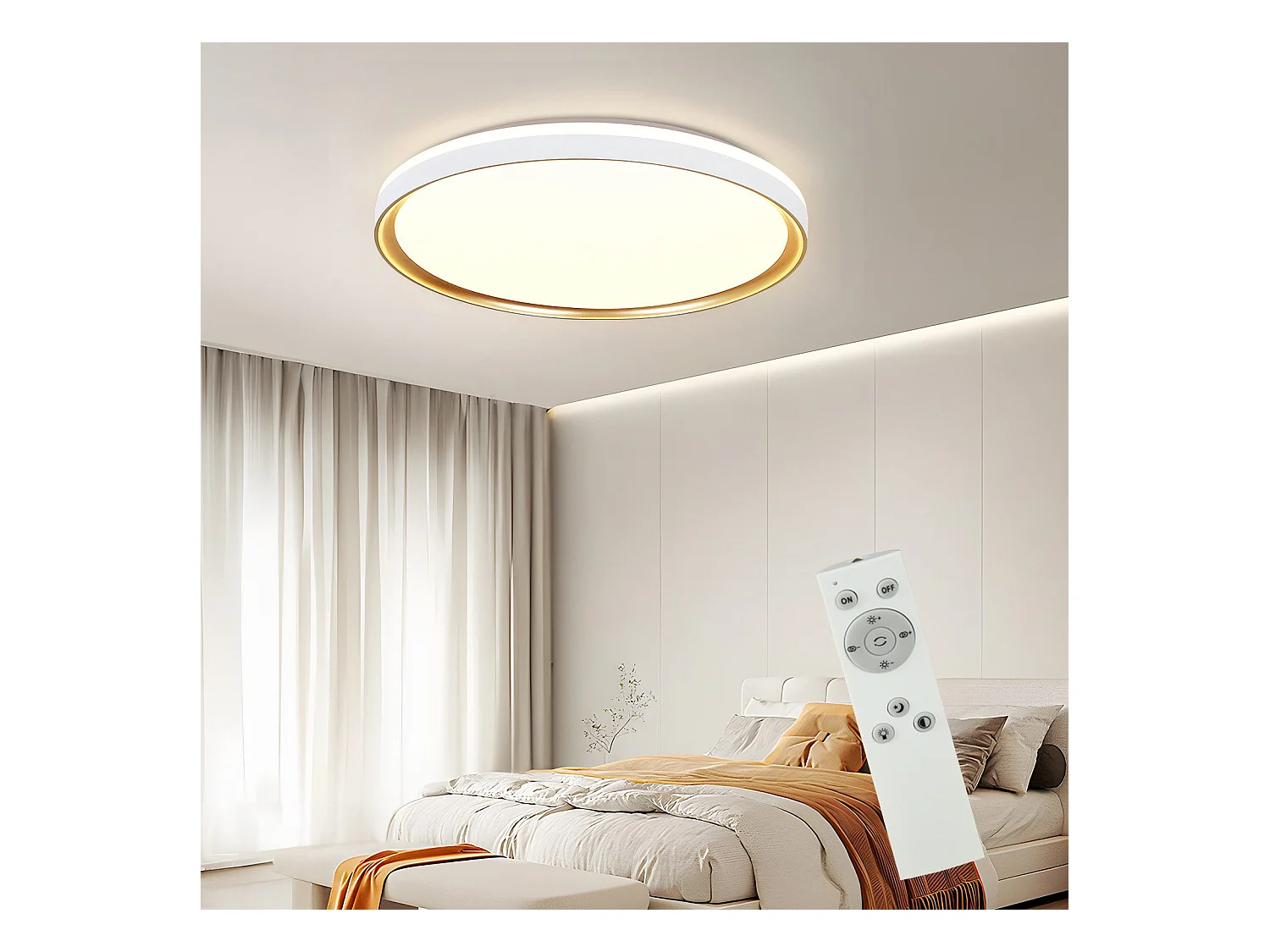 NETTLIFE Plafonnier LED 18W 30cm Chambre à Coucher Dimmable avec Télécommande Cuisine Lampe de Cuisine Moderne Ronde pour Couloir de Salon