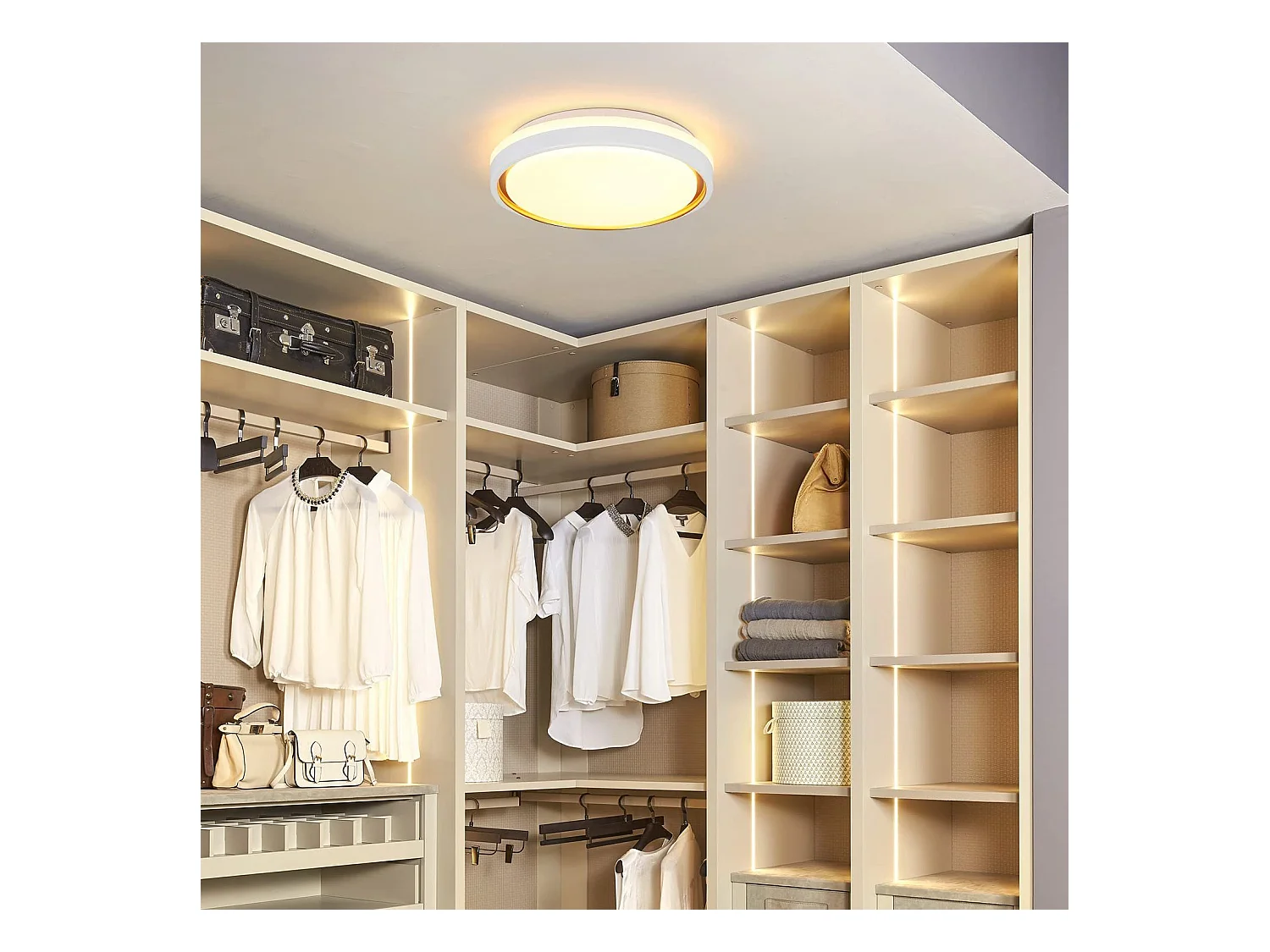 NETTLIFE Plafonnier LED 18W 30cm Chambre à Coucher Dimmable avec Télécommande Cuisine Lampe de Cuisine Moderne Ronde pour Couloir de Salon