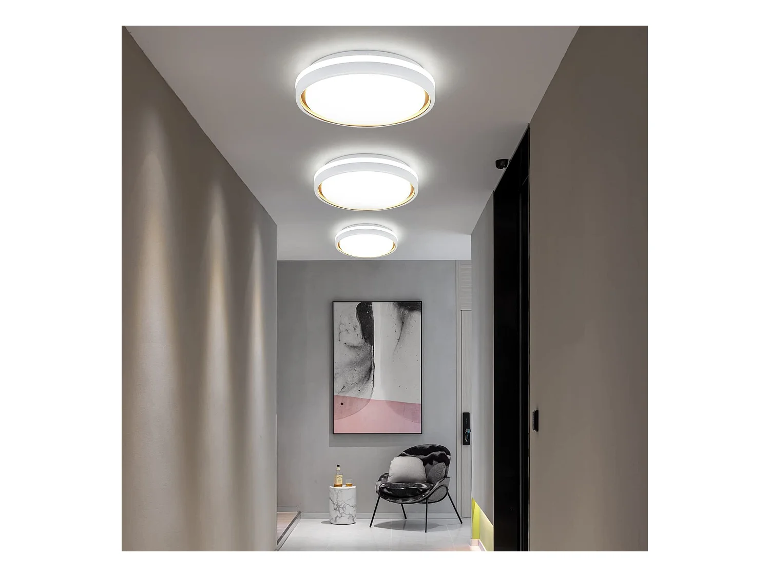 NETTLIFE Plafonnier LED 18W 30cm Chambre à Coucher Dimmable avec Télécommande Cuisine Lampe de Cuisine Moderne Ronde pour Couloir de Salon