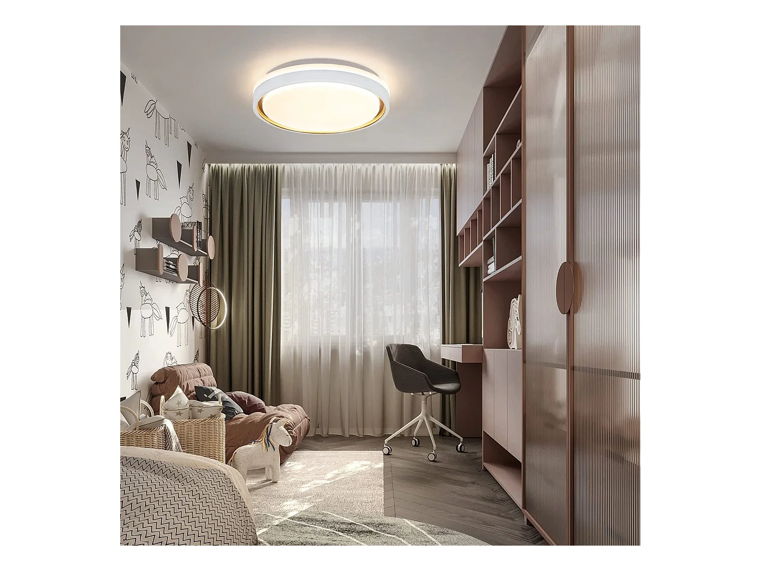 NETTLIFE Plafonnier LED 18W 30cm Chambre à Coucher Dimmable avec Télécommande Cuisine Lampe de Cuisine Moderne Ronde pour Couloir de Salon