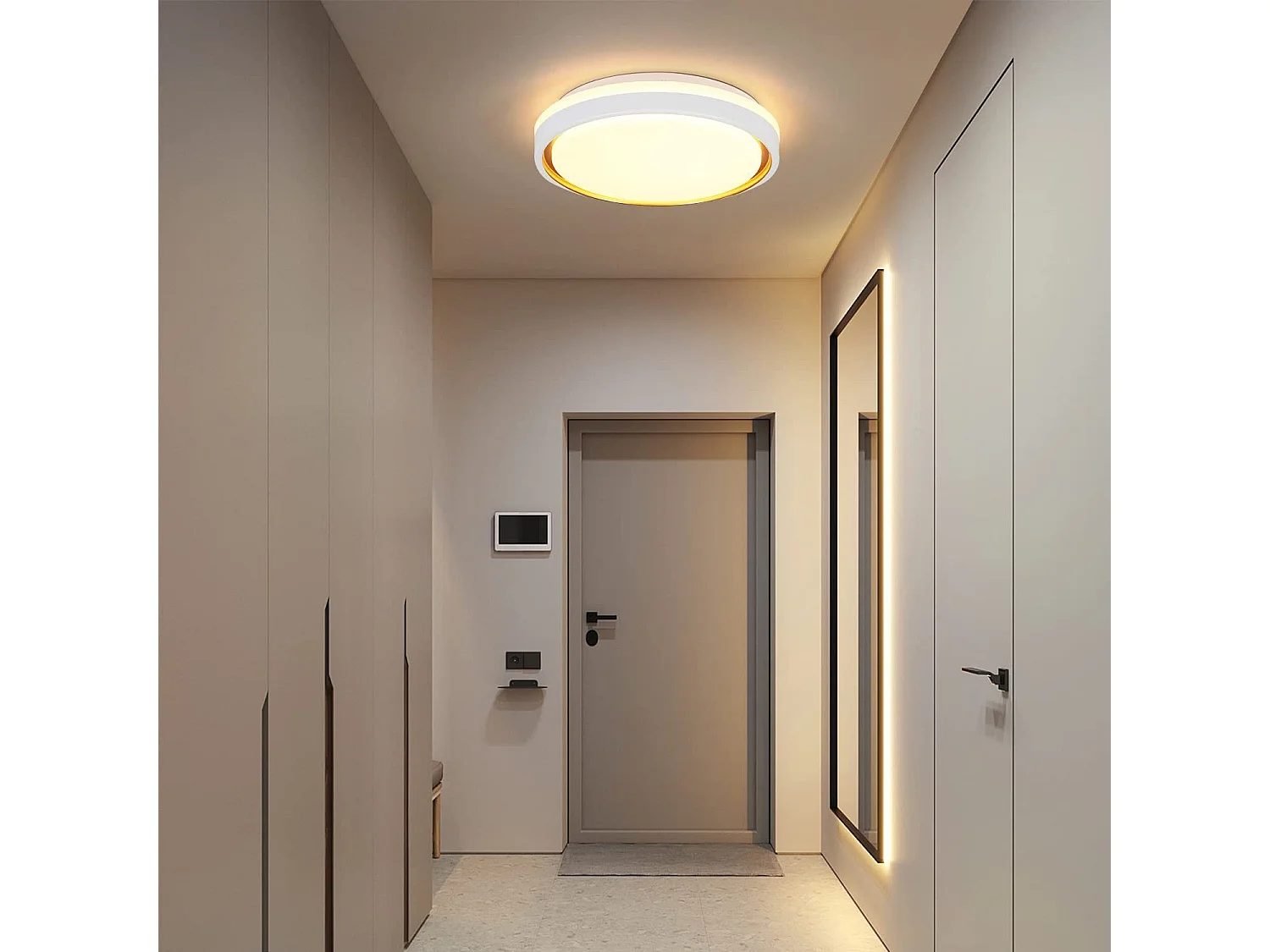 NETTLIFE Plafonnier LED 18W 30cm Chambre à Coucher Dimmable avec Télécommande Cuisine Lampe de Cuisine Moderne Ronde pour Couloir de Salon