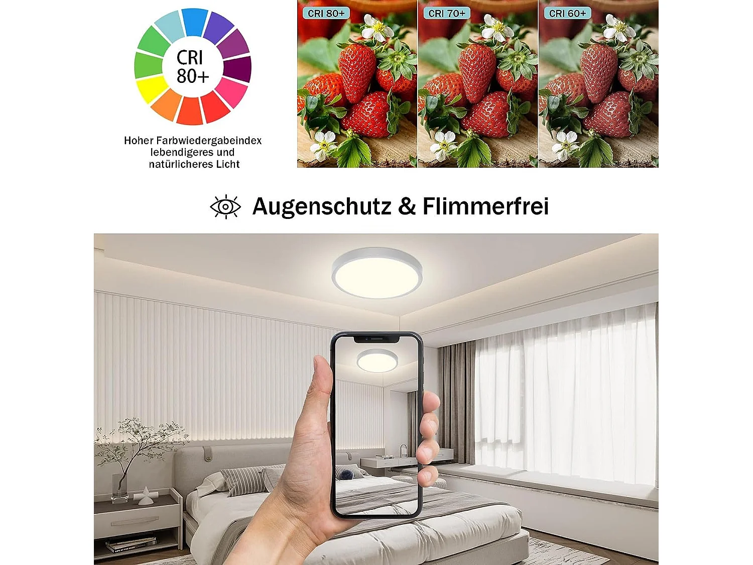NETTLIFE LED-Deckenleuchte, 24 W, rund,  4000 K, moderne Badezimmerlampe, neutralweiß, ultradünn, IP44, wasserdicht, für Küche