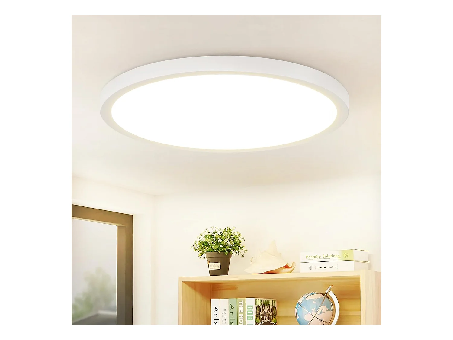NETTLIFE Plafonnier LED 24W Rond 4000K Lampe de Salle de Bain Moderne Blanc Neutre Ultra Fin IP44 Etanche pour Cuisine Bureau Salon de Bain