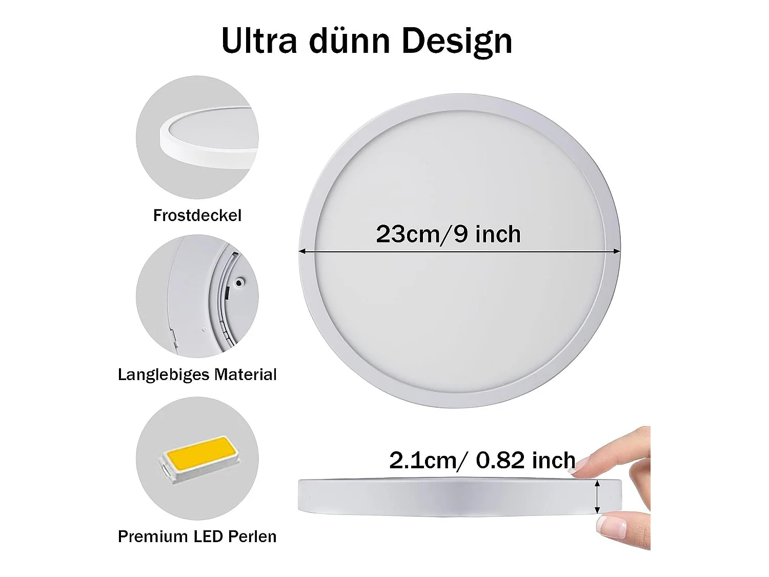NETTLIFE LED Plafondlamp plat rond Wit 24W moderne hal lamp 4000K neutraal wit IP44 Badkamerlampe 23cm voor keuken | kantoor | woonkamer | kinderkamer | slaapkamer