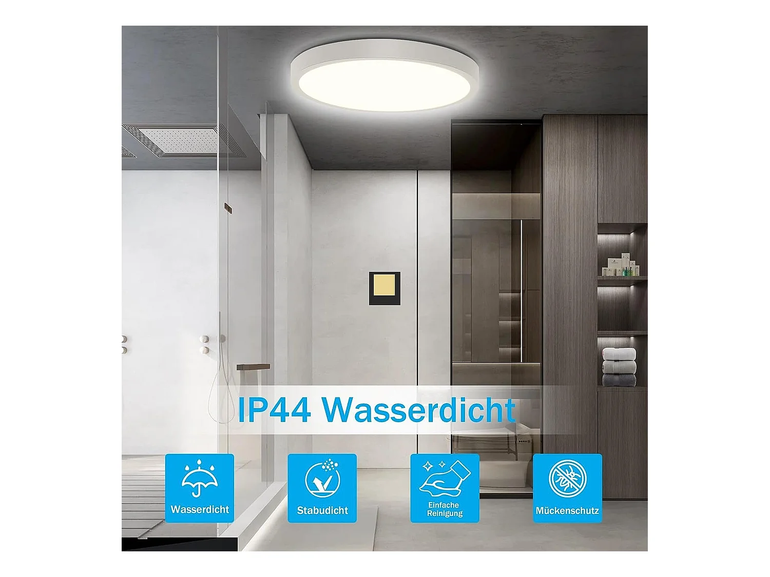 NETTLIFE LED Plafondlamp plat rond Wit 24W moderne hal lamp 4000K neutraal wit IP44 Badkamerlampe 23cm voor keuken | kantoor | woonkamer | kinderkamer | slaapkamer