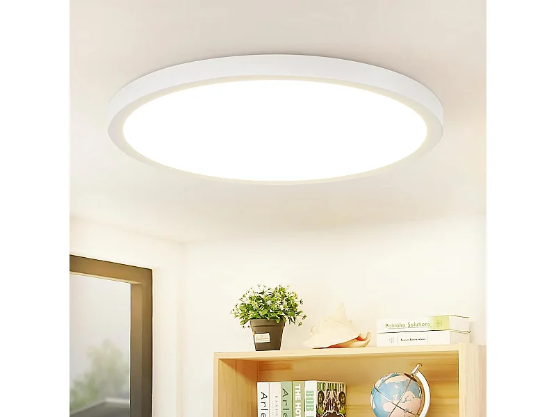 NETTLIFE Plafonnier LED 24W Rond 4000K Lampe de Salle de Bain Moderne Blanc Neutre Ultra Fin IP44 Etanche pour Cuisine Bureau Salon de Bain