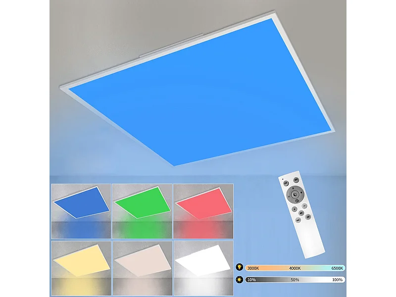 NETTLIFE LED Plafondlamp wit RGB kleurverandering dimbaar met afstandsbediening Kunststof hoekige plafondlamp 24W voor woonkamer slaapkamer keuken kinderkamer 45CM