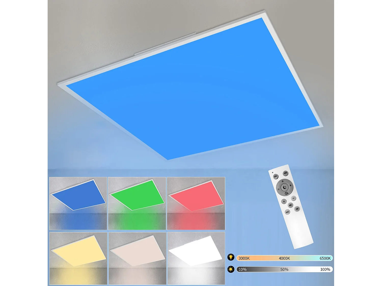 NETTLIFE LED Plafondlamp wit RGB kleurverandering dimbaar met afstandsbediening Kunststof hoekige plafondlamp 24W voor woonkamer slaapkamer keuken kinderkamer 45CM