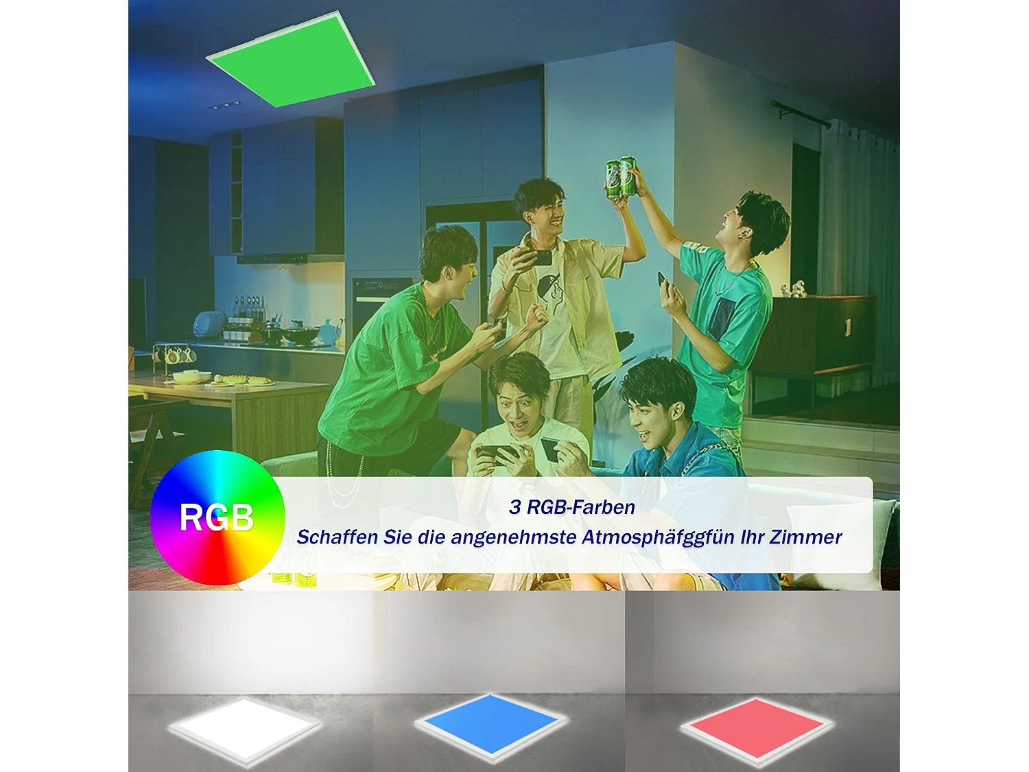 NETTLIFE LED Plafondlamp wit RGB kleurverandering dimbaar met afstandsbediening Kunststof hoekige plafondlamp 24W voor woonkamer slaapkamer keuken kinderkamer 45CM