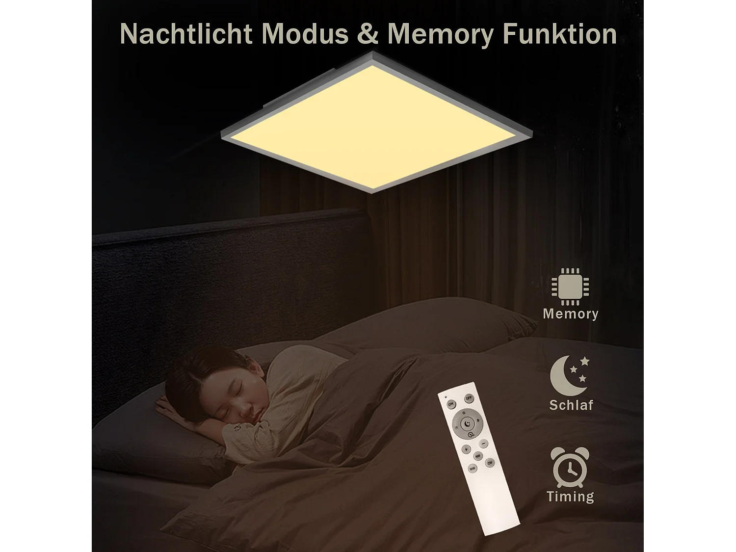 NETTLIFE Plafonnier LED Couleur Intensité Variable 24W Blanc avec Télécommande Rétroéclairage Carré 45cm pour Salon Chambre Cuisine Chambre d'Enfant