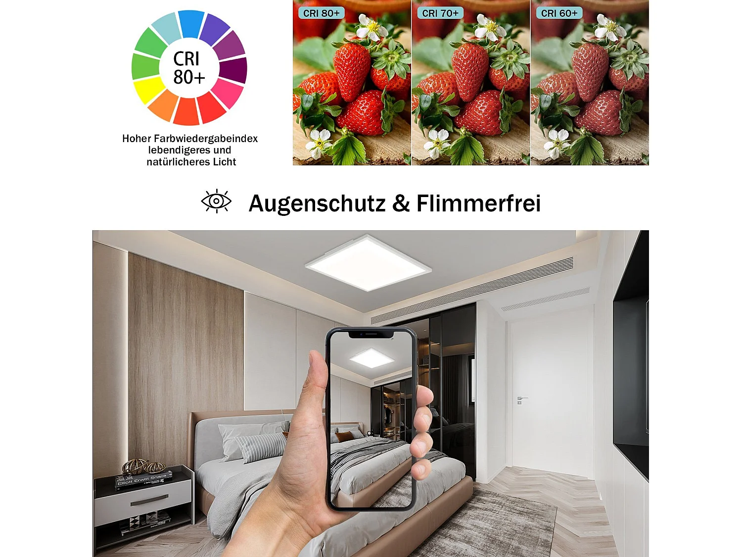 NETTLIFE Plafonnier LED Couleur Intensité Variable 24W Blanc avec Télécommande Rétroéclairage Carré 45cm pour Salon Chambre Cuisine Chambre d'Enfant