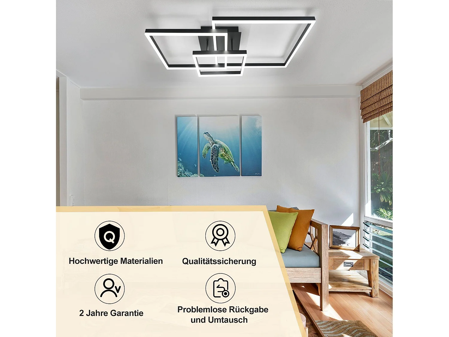 NETTLIFE Plafonnier LED Lampe de Salon Noir Dimmable avec Télécommande 84 W Lampe de Chambre Moderne pour Cuisine Couloir Bureau Salle à Manger