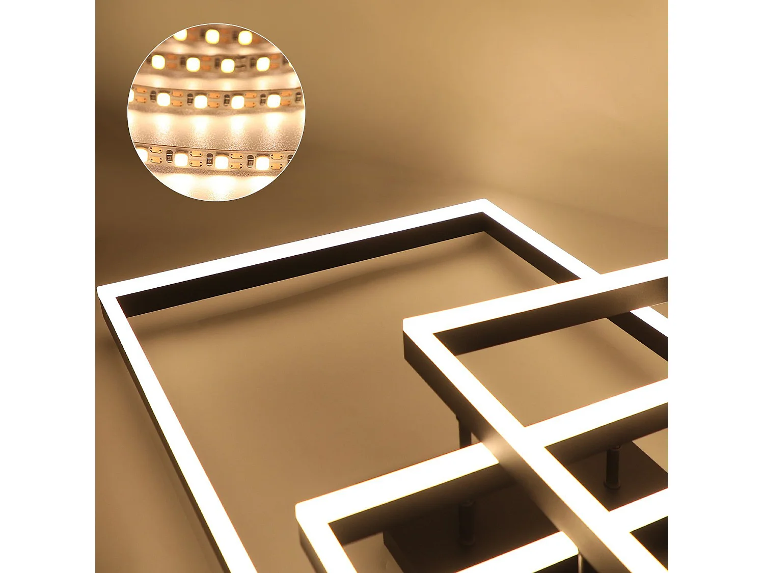 NETTLIFE Plafonnier LED Lampe de Salon Noir Dimmable avec Télécommande 84 W Lampe de Chambre Moderne pour Cuisine Couloir Bureau Salle à Manger