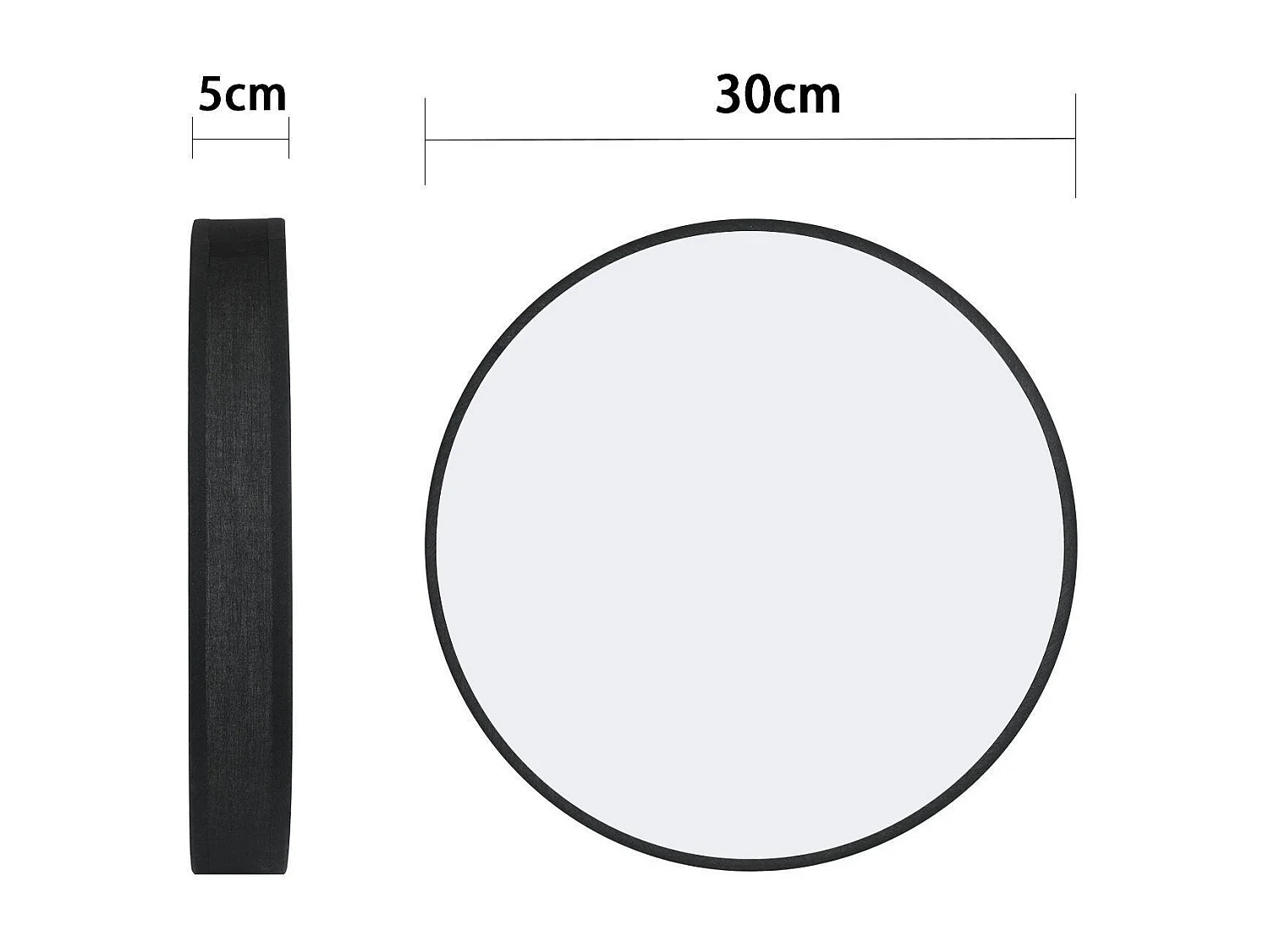 NETTLIFE LED Deckenleuchte 3000K, 12W, 30CM Moderne Schwarze Runde Wohnzimmerlampe Warmweiß mit Stoffschirm Schlafzimmer Deckenleuchte