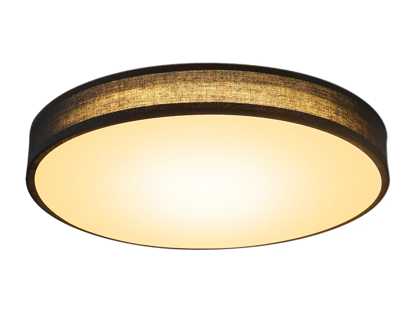 NETTLIFE Plafondlamp LED - 30CM - zwart - Moderne - met Stoffen Lampenkap - rond - 3000K Warm wit Licht - voor Woonkamer | Slaapkamer | Keuken | Gang - 12W