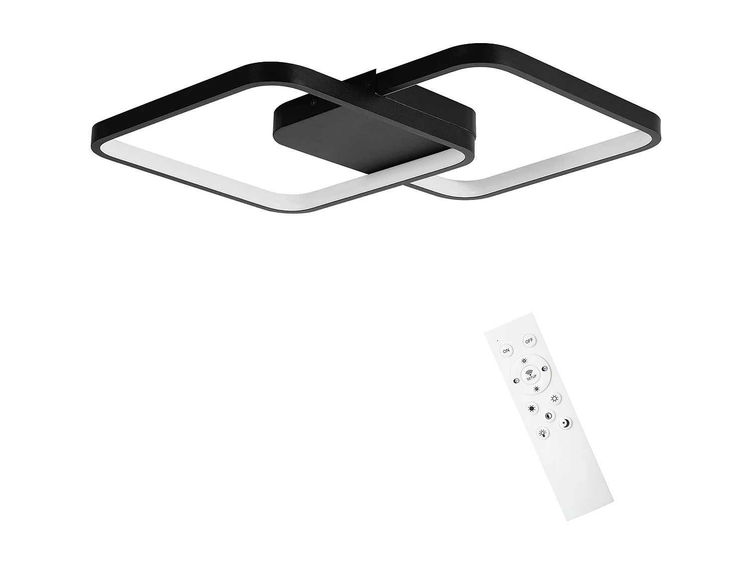 NETTLIFE Plafonnier LED Métal Noir Moderne 3000K et 6000K , 55W, 43*43*4.5cm Dimmable avec Lampe de Cuisine Design pour Chambre Chambre d'Enfant