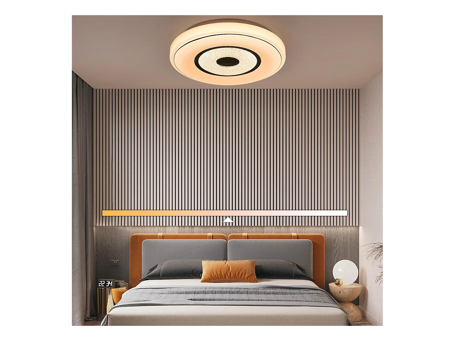 NETTLIFE Plafonnier LED 18W 30CM Dimmable avec Télécommande Lampe de Cuisine Ronde Lampe de Chambre Ciel Étoilé Salon Couloir Lampe de Bureau Plafond