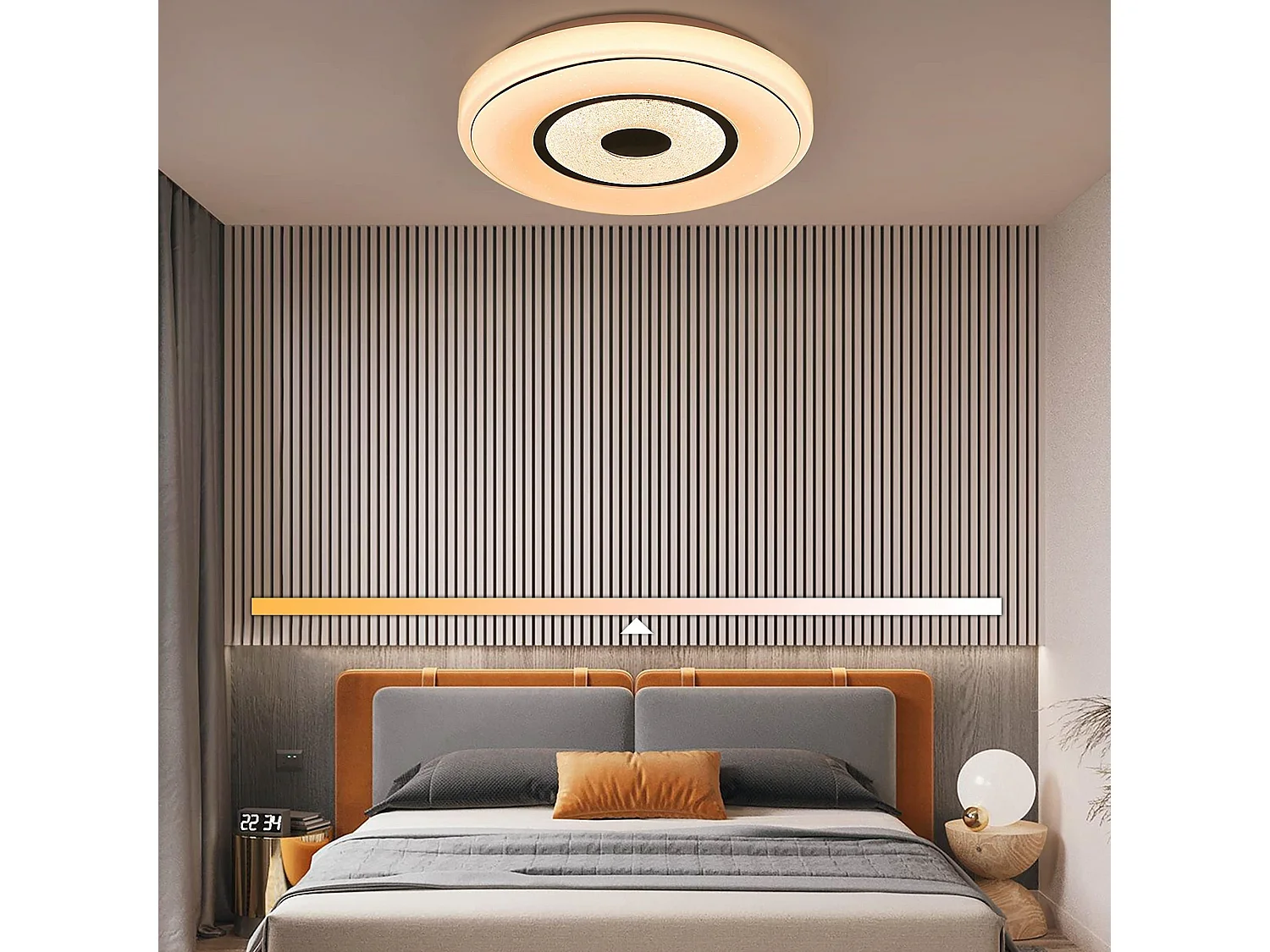 NETTLIFE Plafondlamp LED Kristal rond Wit Dimbaar Plafondverlichting met Afstandsbediening Sterrenhemel Design 30cm voor Keuken Slaapkamer Bureau Woonkamer Hal 18W