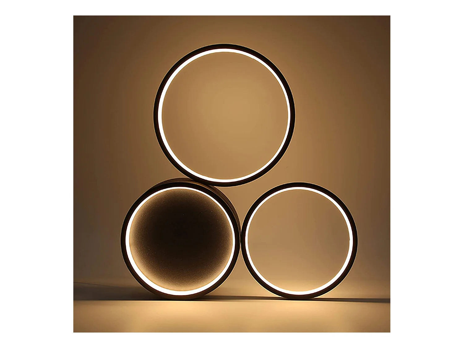 NETTLIFE Plafondlamp LED Zwart Ringe Design 3-Lichts Metaal 3000K Warm wit Licht Moderne Plafondverlichting 22W voor Woonkamer | Slaapkamer | Eetkamer
