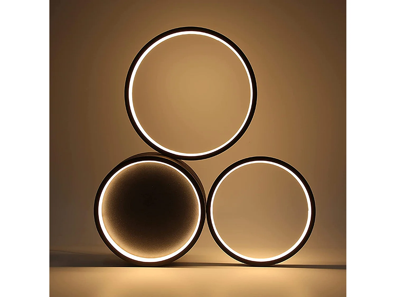 NETTLIFE Lampa sufitowa LED 22W sypialnia czarna ciepła biel z 3 pierścieniami design nowoczesna dekoracja do salonu pokój dziecięcy przedpokój jadalnia