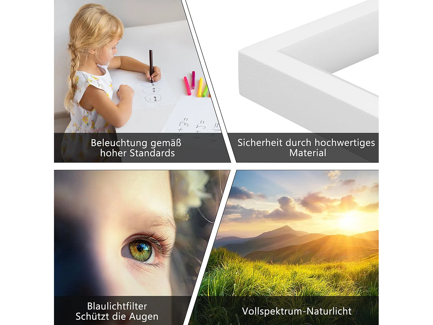 NETTLIFE Plafonnier LED en métal blanc 72W 80cm Lampe de salon moderne à intensité variable avec Design rectangulaire pour à coucher, chambres