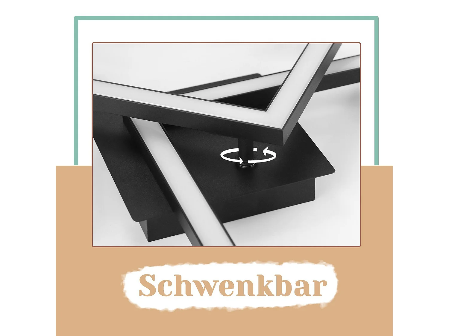 NETTLIFE Plafonnier LED 24W Noir Design Moderne Blanc Chaud Carré pour Salon Chambre Cuisine Couloir