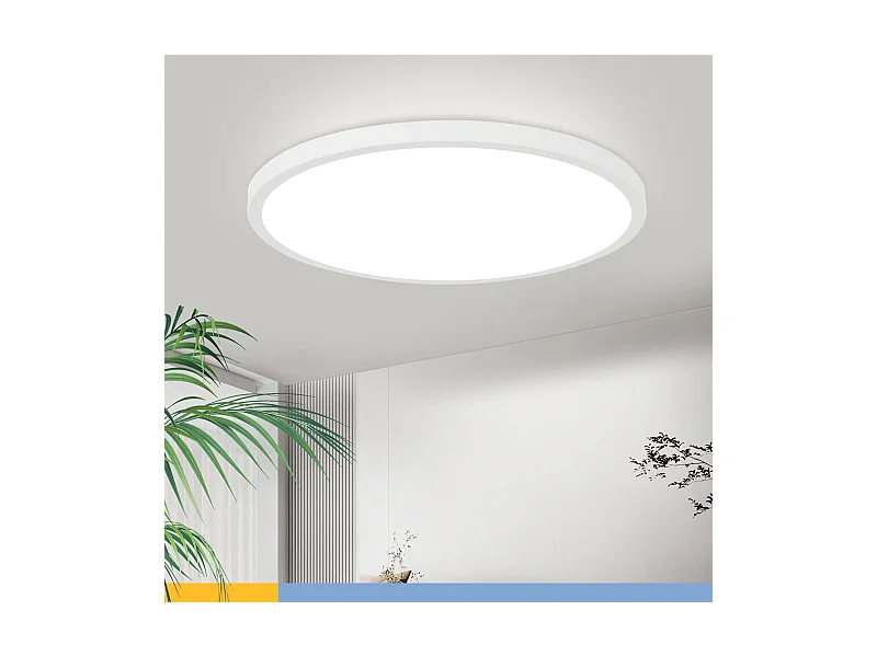 NETTLIFE LED Deckenleuchte Ø 30cm Flache Küchenlampe Rund Weiße Lampe 24W Schlafzimmer IP44 6000K Flurlampe für Badezimmer