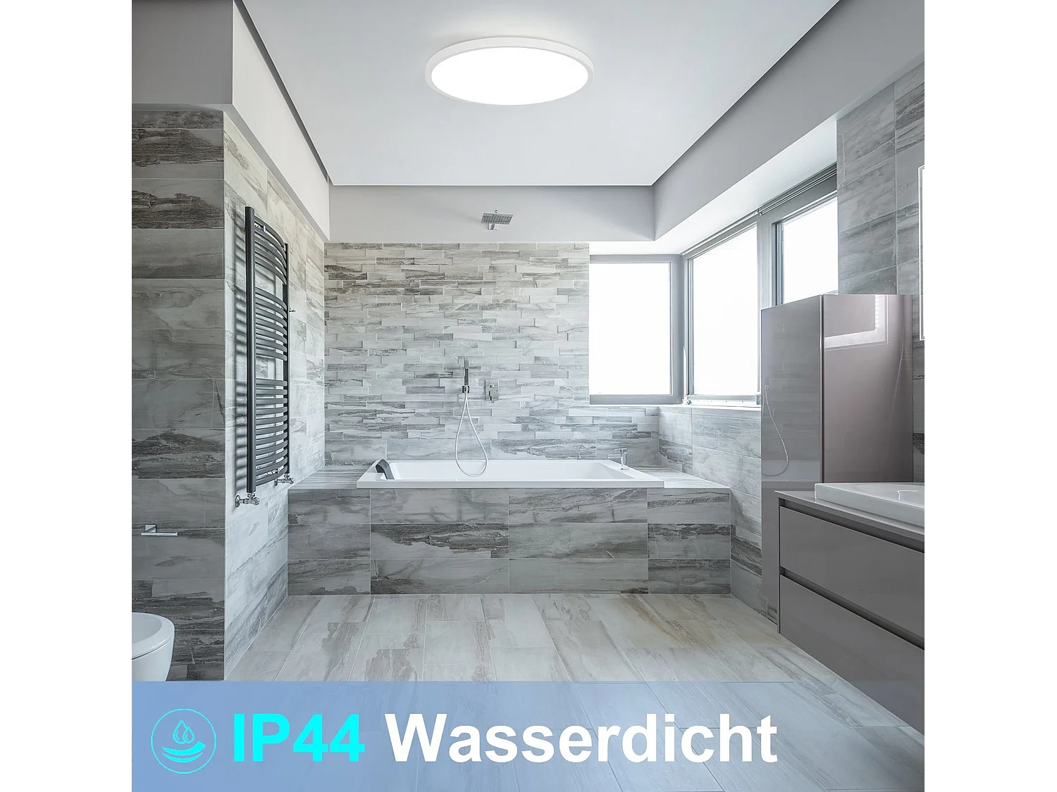 NETTLIFE LED plafondlamp diameter 30 cm platte keukenlamp ronde witte lamp 24W slaapkamer IP44 6000K hallamp voor badkamer