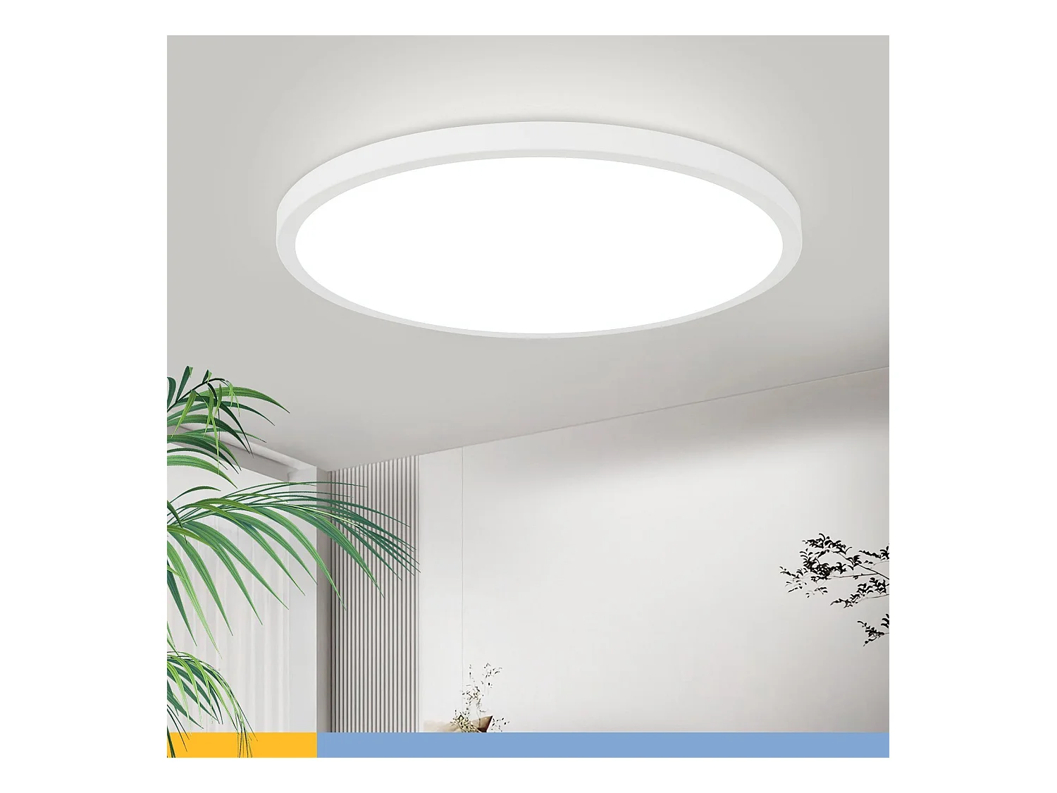 NETTLIFE Plafonnier LED Ø 30 cm Lampe de cuisine plate Lampe blanche ronde 24 W Chambre à coucher IP44 6000 K Lampe de couloir pour salle de bain
