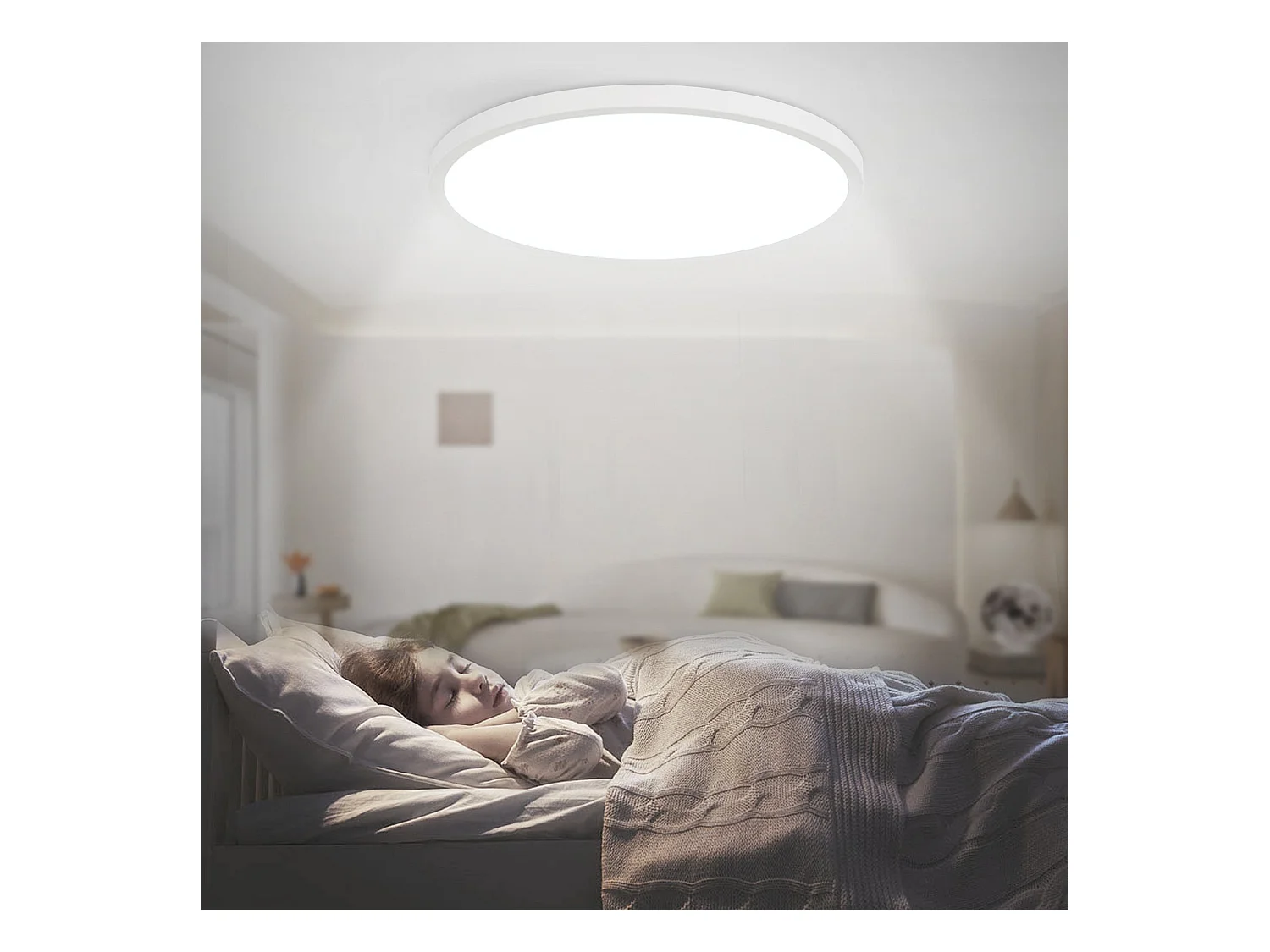 NETTLIFE Plafonnier LED Ø 30 cm Lampe de cuisine plate Lampe blanche ronde 24 W Chambre à coucher IP44 6000 K Lampe de couloir pour salle de bain