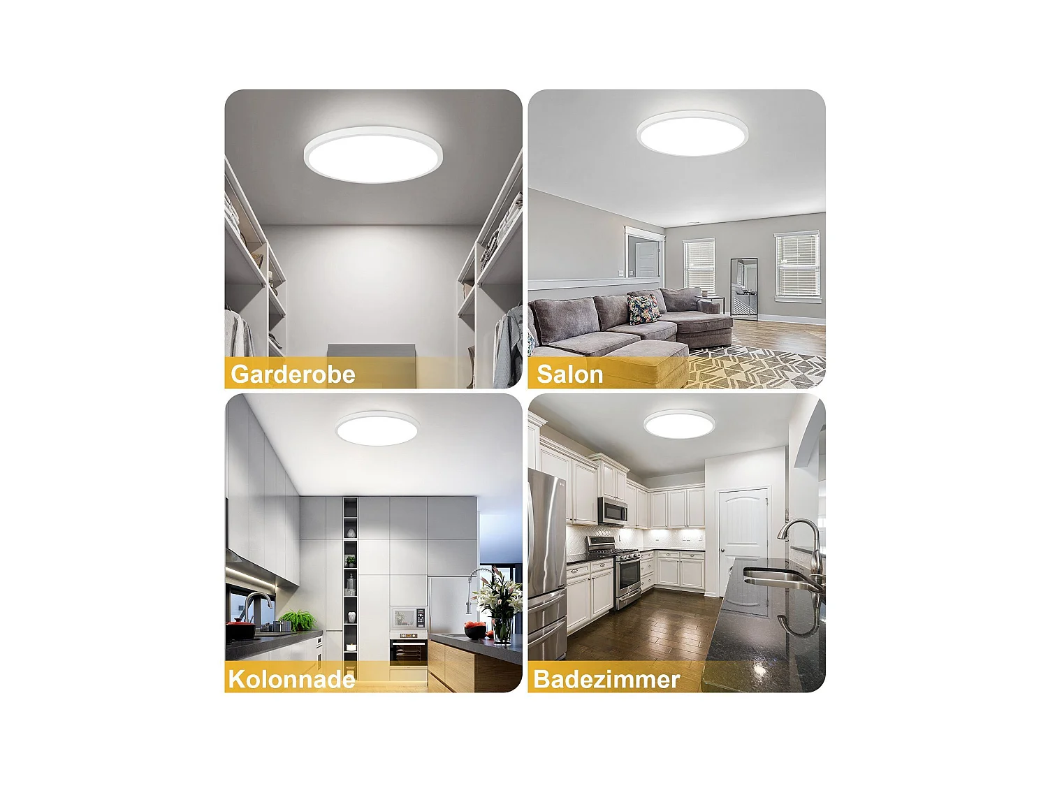NETTLIFE Plafonnier LED Ø 30 cm Lampe de cuisine plate Lampe blanche ronde 24 W Chambre à coucher IP44 6000 K Lampe de couloir pour salle de bain