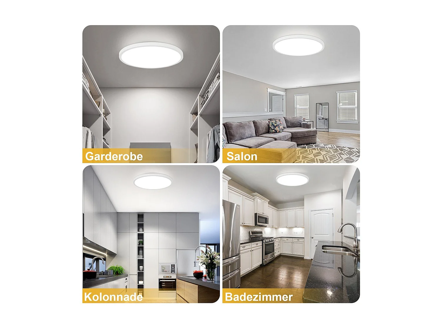 NETTLIFE Plafonnier LED Ø 30 cm Lampe de cuisine plate Lampe blanche ronde 24 W Chambre à coucher IP44 6000 K Lampe de couloir pour salle de bain