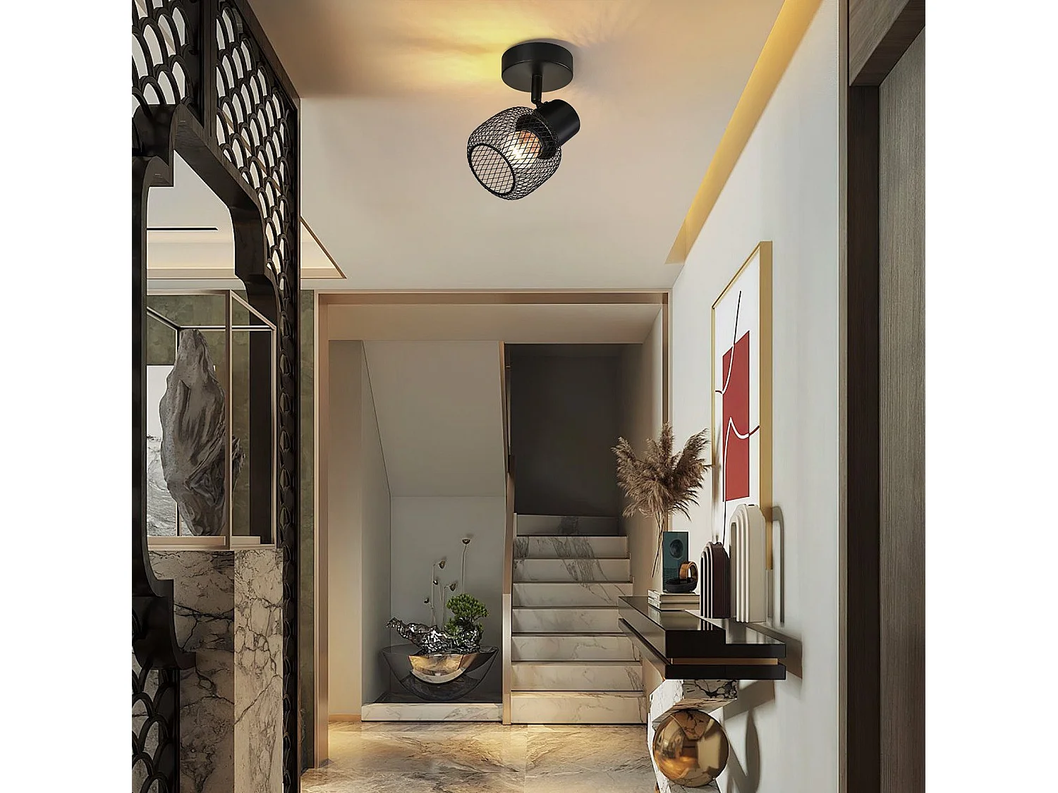 NETTLIFE Opbouwspot 1 vlammen E27 zwart rond Plafondspot vintage metaal verstelbaar 330°spot plafondlamp spot voor woonkamer slaapkamer keuken zonder gloeilampen