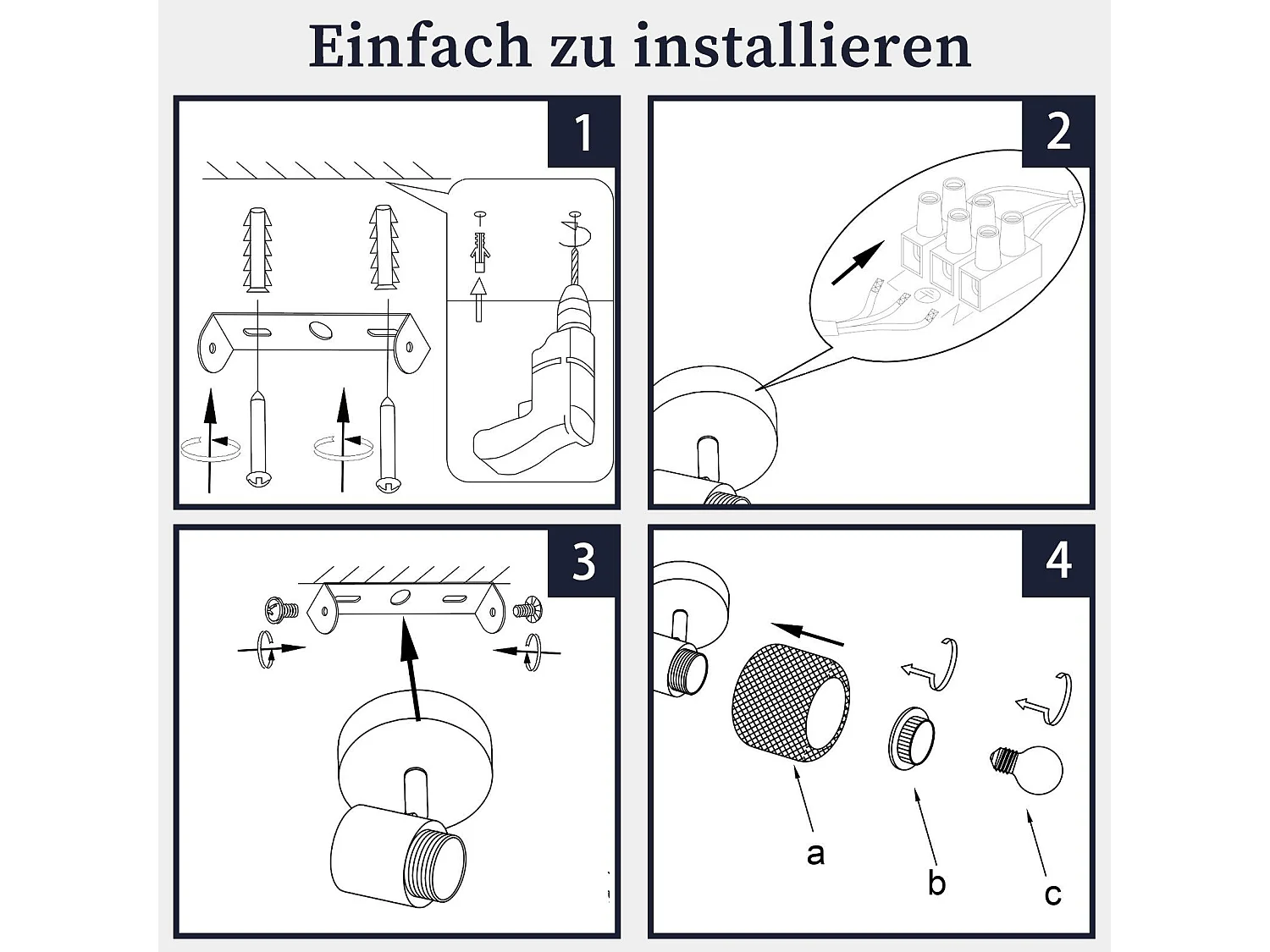 NETTLIFE Plafonnier Spot en Métal Noir Lampe de Couloir Vintage Pivotant 330° Intérieur pour Cuisine Chambre d'enfant Salon Chambre 40 W