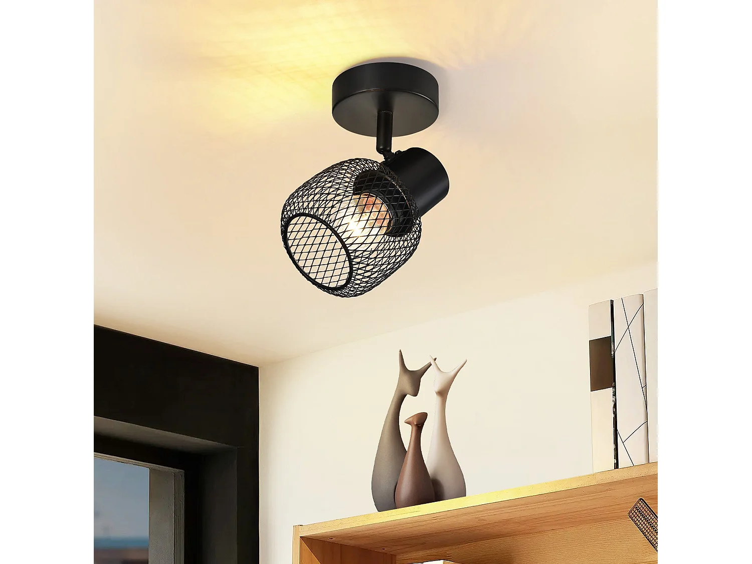 NETTLIFE Opbouwspot 1 vlammen E27 zwart rond Plafondspot vintage metaal verstelbaar 330°spot plafondlamp spot voor woonkamer slaapkamer keuken zonder gloeilampen