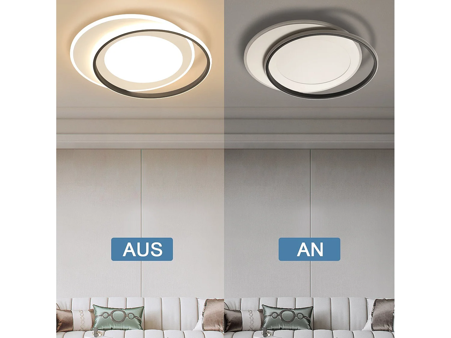 NETTLIFE LED Plafondlamp Zwart Wit Rond 66W Modern Dimbaar met Afstandsbediening Woonkamerlamp voor Slaapkamer Keuken Gang