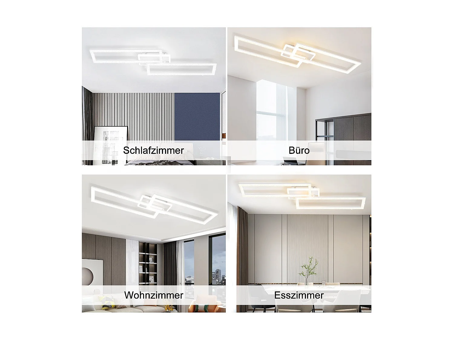 NETTLIFE Plafonnier LED 56 W ,3000K - 6500K, 80*25,5*7,5 cm Dimmable Blanc Moderne avec Télécommande 56W pour Chambre Cuisine Salle à Manger Salon