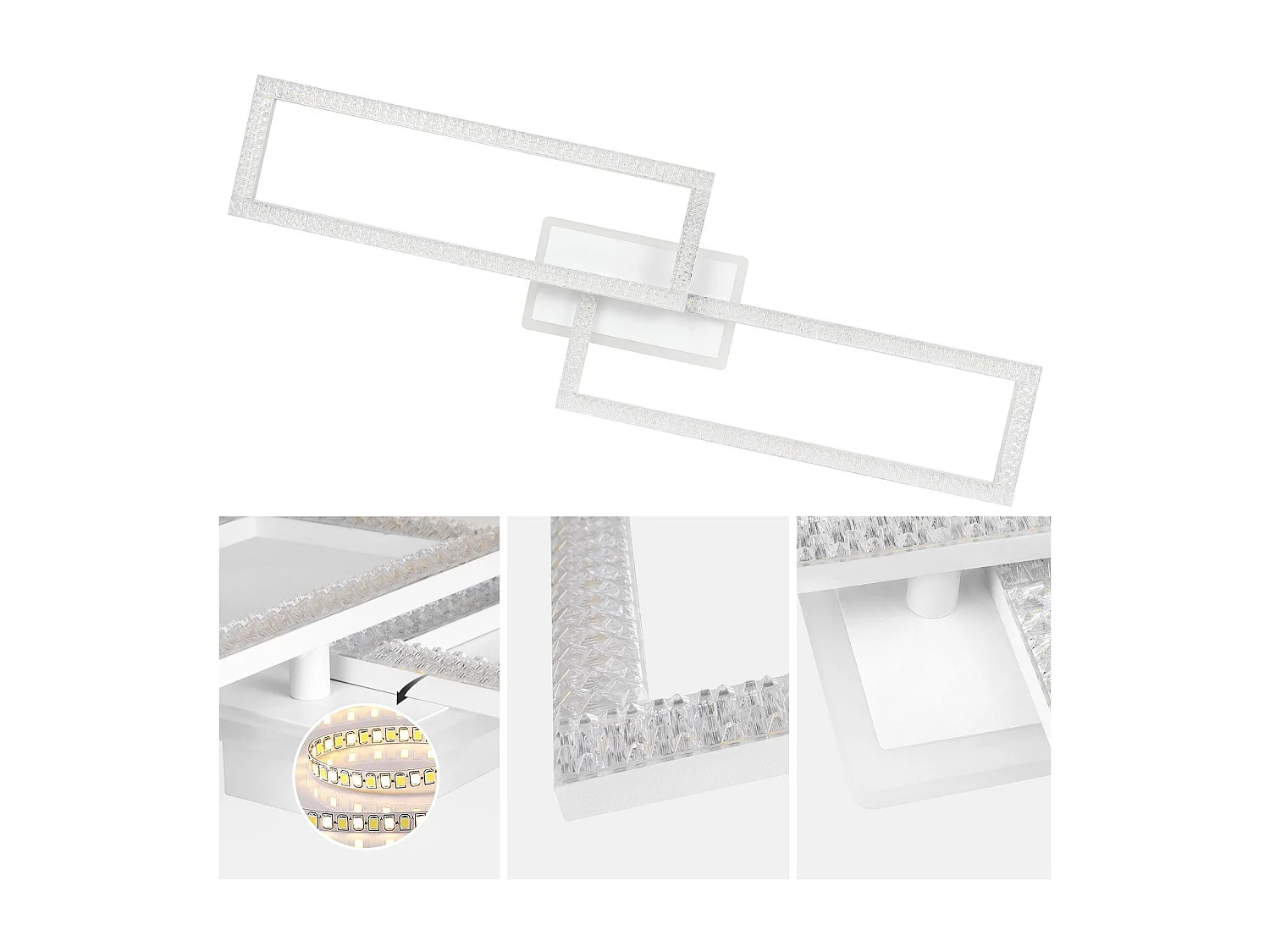 NETTLIFE Plafonnier LED 56 W ,3000K - 6500K, 80*25,5*7,5 cm Dimmable Blanc Moderne avec Télécommande 56W pour Chambre Cuisine Salle à Manger Salon