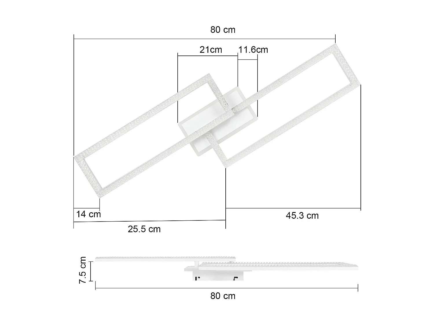 NETTLIFE Plafonnier LED 56 W ,3000K - 6500K, 80*25,5*7,5 cm Dimmable Blanc Moderne avec Télécommande 56W pour Chambre Cuisine Salle à Manger Salon