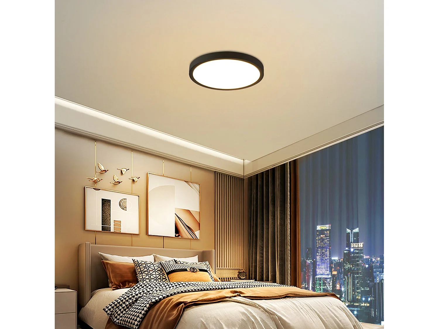 NETTLIFE Plafonnier LED Blanc Froid 15 W Noir Diamètre 22 cm Rond Plat IP44 Lampe Étanche Lampe de Couloir pour Salle de Bain Cuisine Couloir