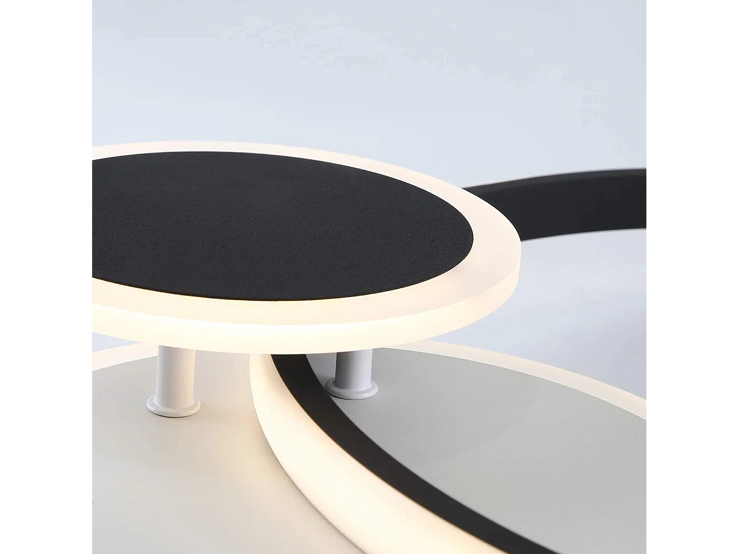 NETTLIFE Plafonnier LED 39W Moderne Noir Blanc Fer Aluminium et Acrylique avec Télécommande Lampe de Chambre pour Salle à Manger Bureau Couloir