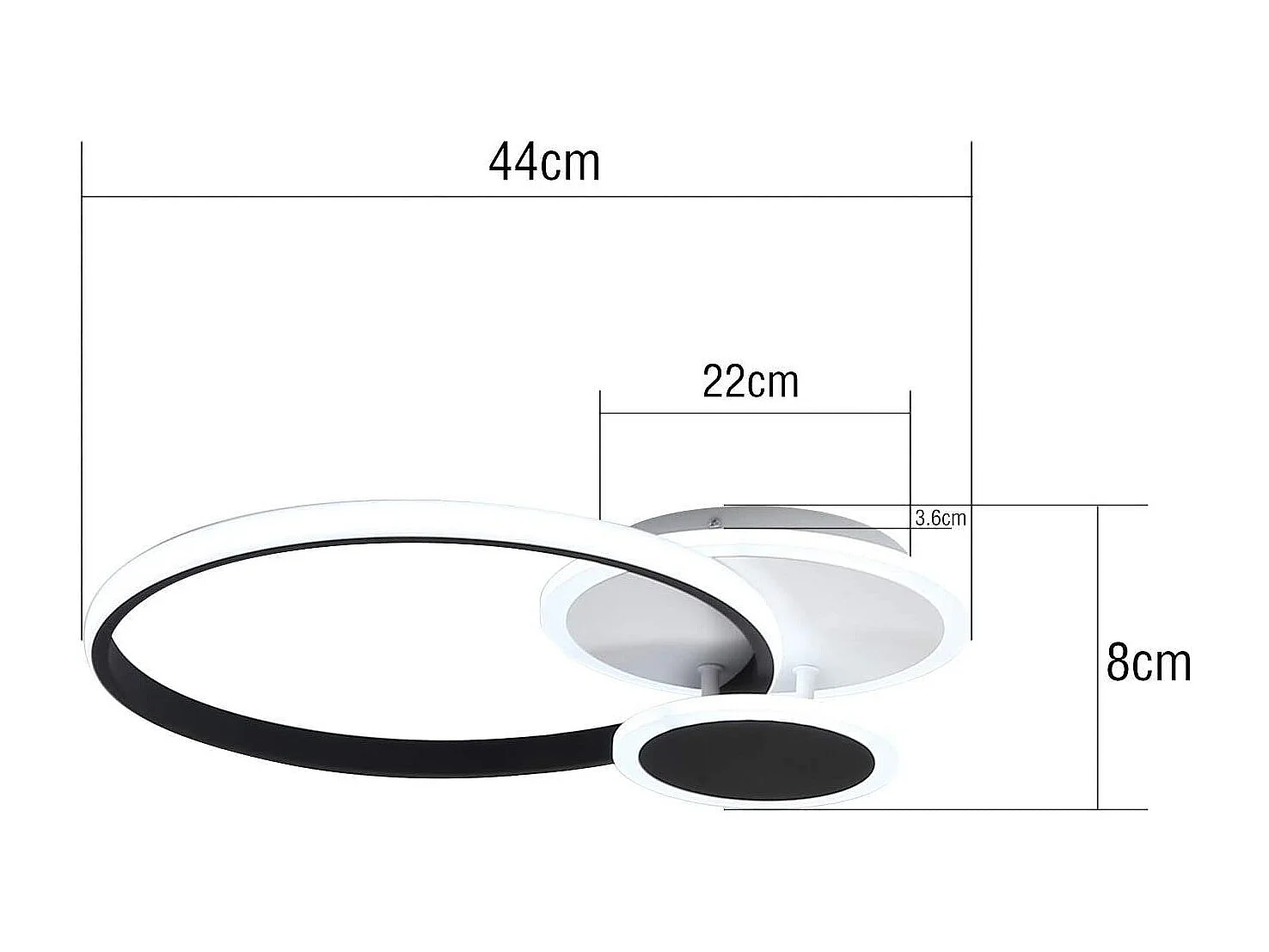 NETTLIFE Plafonnier LED 39W Moderne Noir Blanc Fer Aluminium et Acrylique avec Télécommande Lampe de Chambre pour Salle à Manger Bureau Couloir