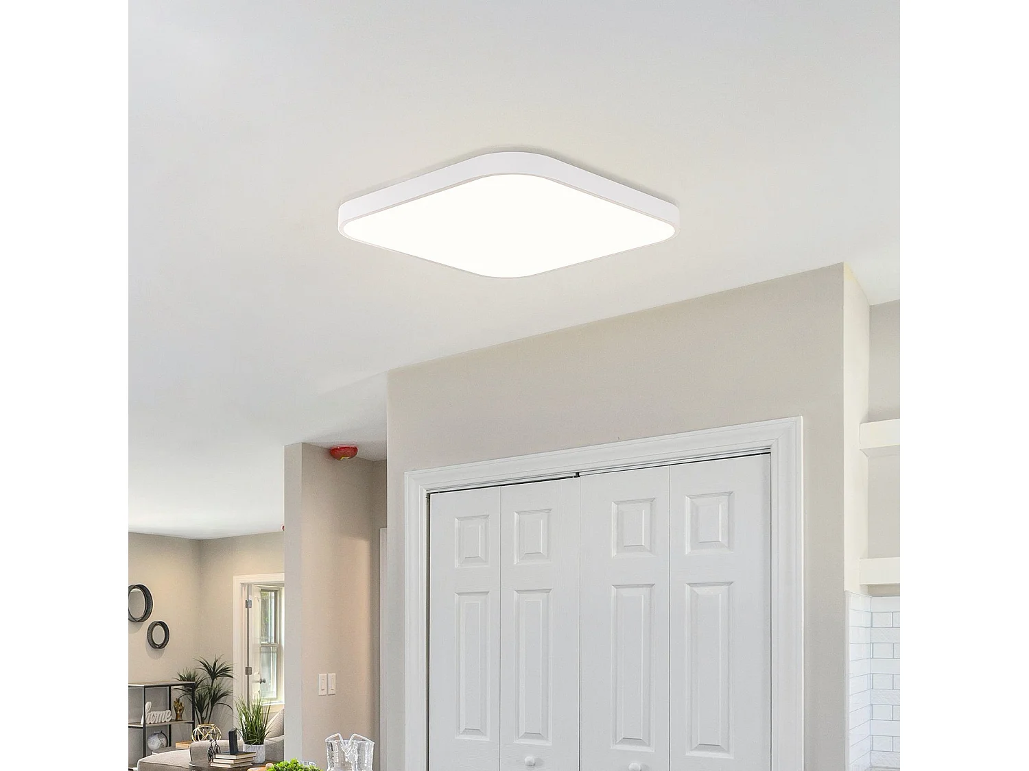 NETTLIFE Lampa sufitowa LED 15W, 27cm IP44 Lampa z funkcją ściemniania z pilotem Kwadratowa lampa łazienkowa do przedpokoju w kuchni, łazienki