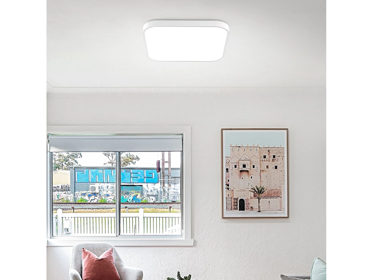 NETTLIFE Lámpara de Techo LED 15W, 27cm IP44 Lámpara Regulable con Control Remoto Lámpara de Baño Cuadrada para Cocina Pasillo Baño