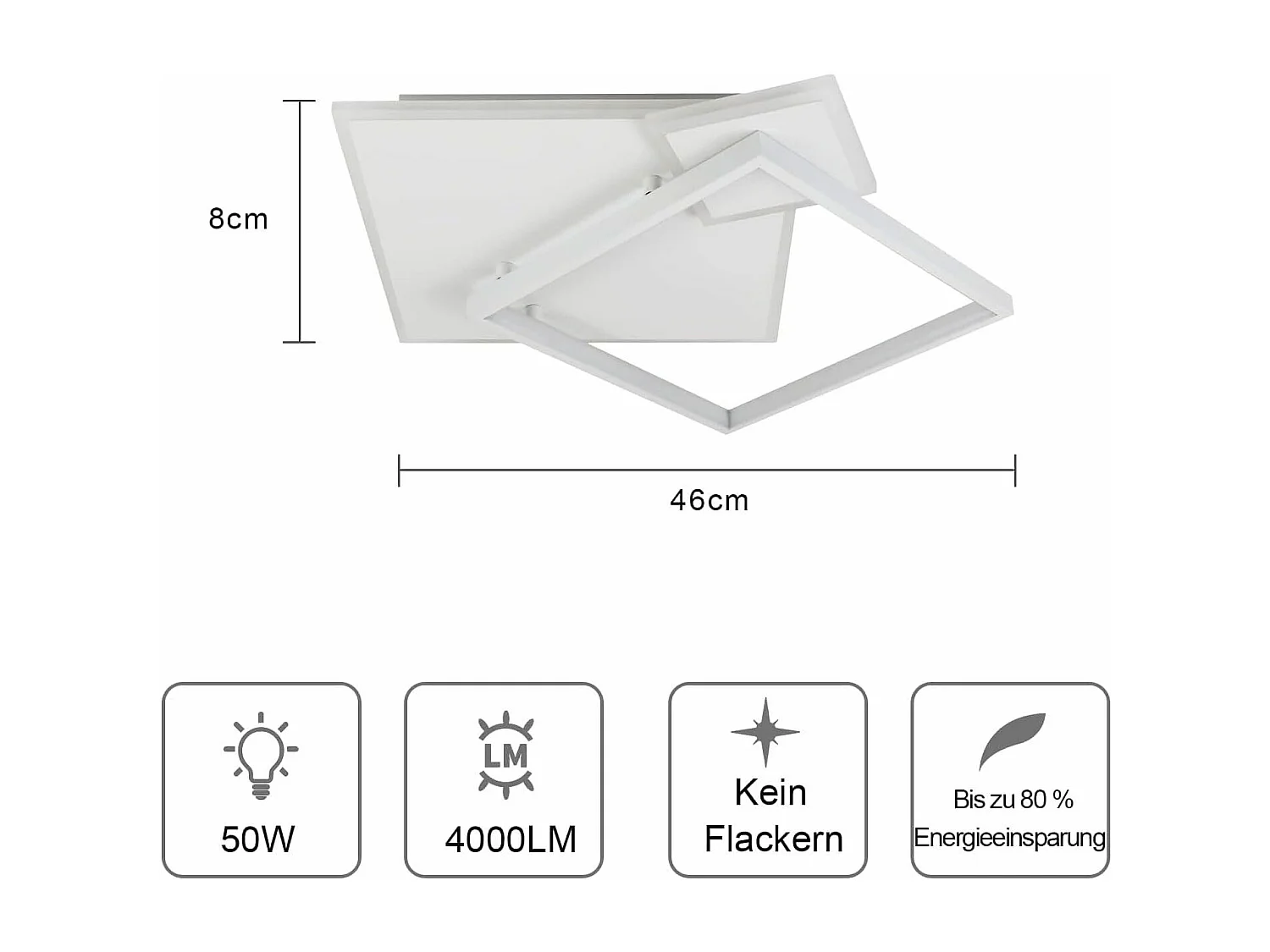 NETTLIFE LED Deckenleuchte Wohnzimmer Dimmbare Lampe 50W Modernes Design mit Fernbedienung Metall für Esszimmer Küche Schlafzimmer